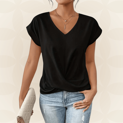 Relaxed V-Neck Draped Top