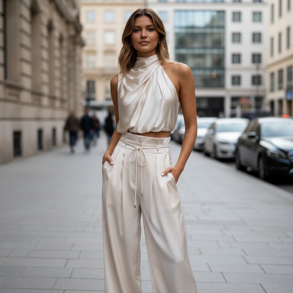 Halter Top And Wide-Leg Trousers