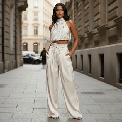 Halter Top And Wide-Leg Trousers