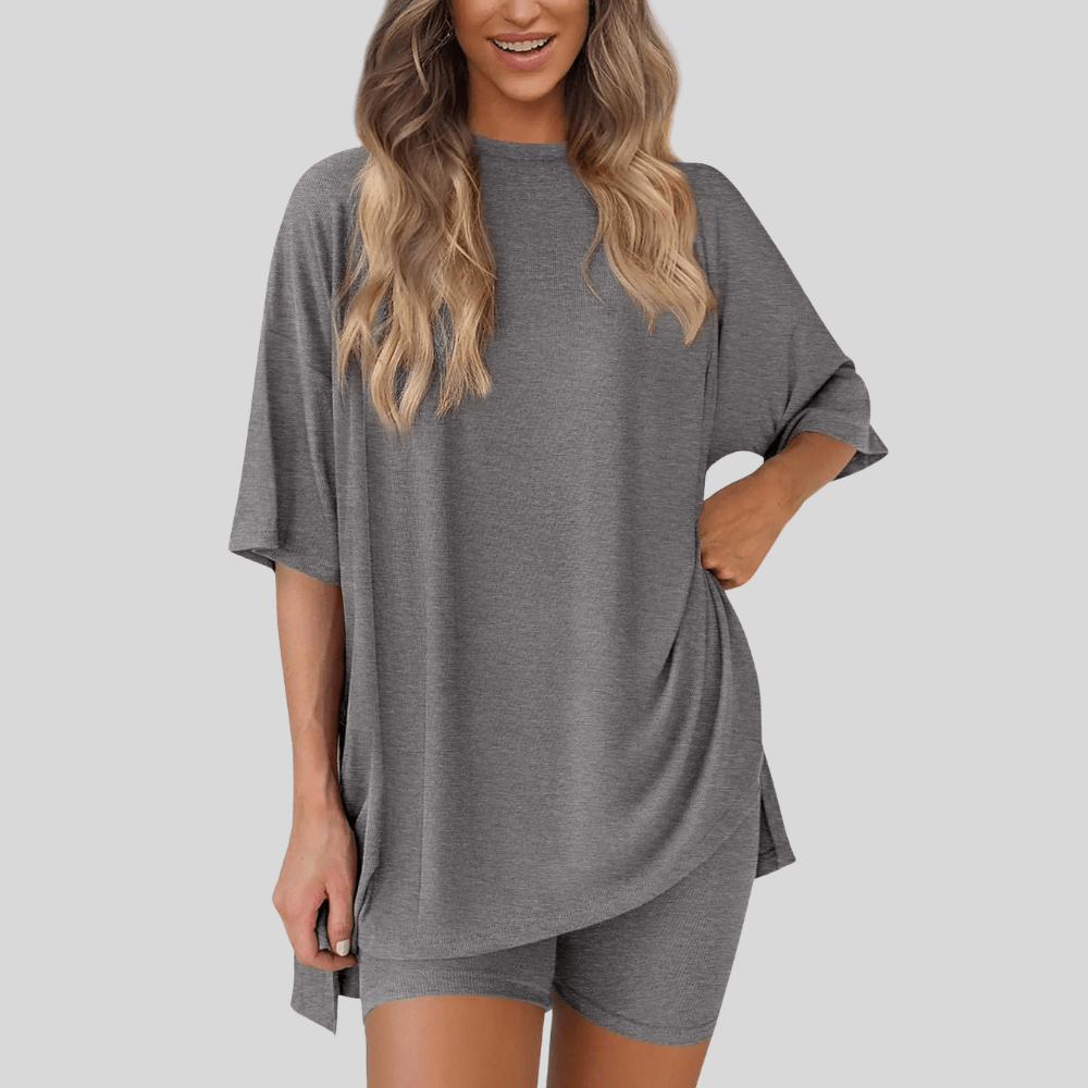 Loose Short Sleeve Top And Shorts Set