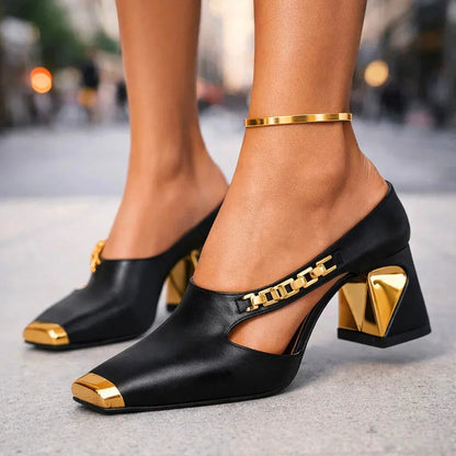Cutout Block Heel Comfort Sandals