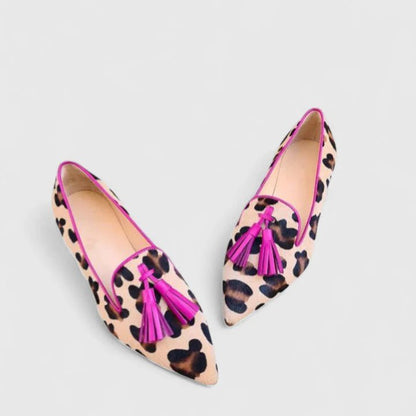Chic Tassel Animal Print Ballet Flats