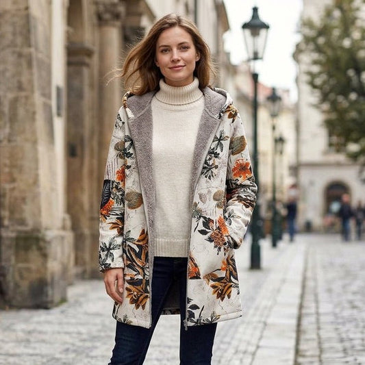 Abrigo con estampado floral de inspiración vintage para protegerse del frío