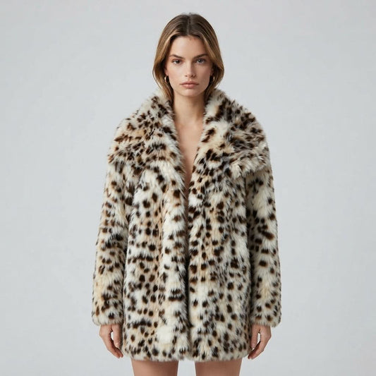 Greer | Women's Longline Leopard Faux Fur Coat