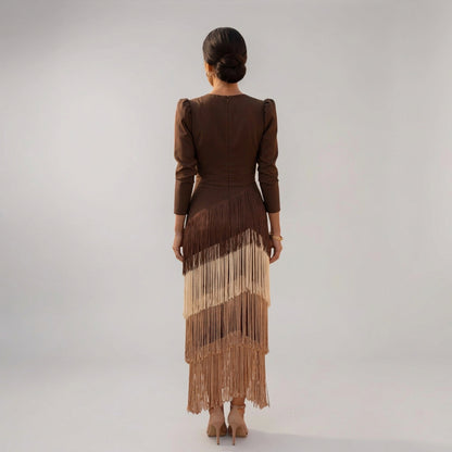 Noa | Women's V-Neck Cascade Fringe Occasion Dress