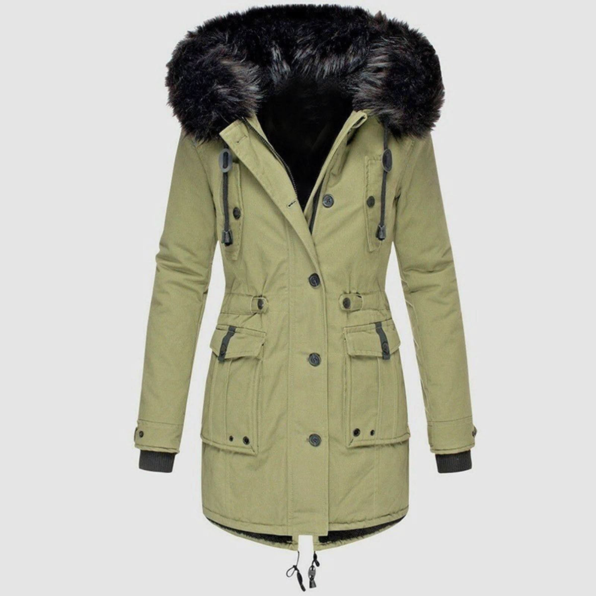 Juno | Women's Faux Fur Hooded Drawstring Coat