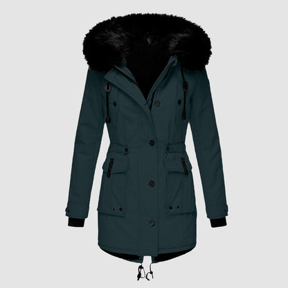 Juno | Women's Faux Fur Hooded Drawstring Coat