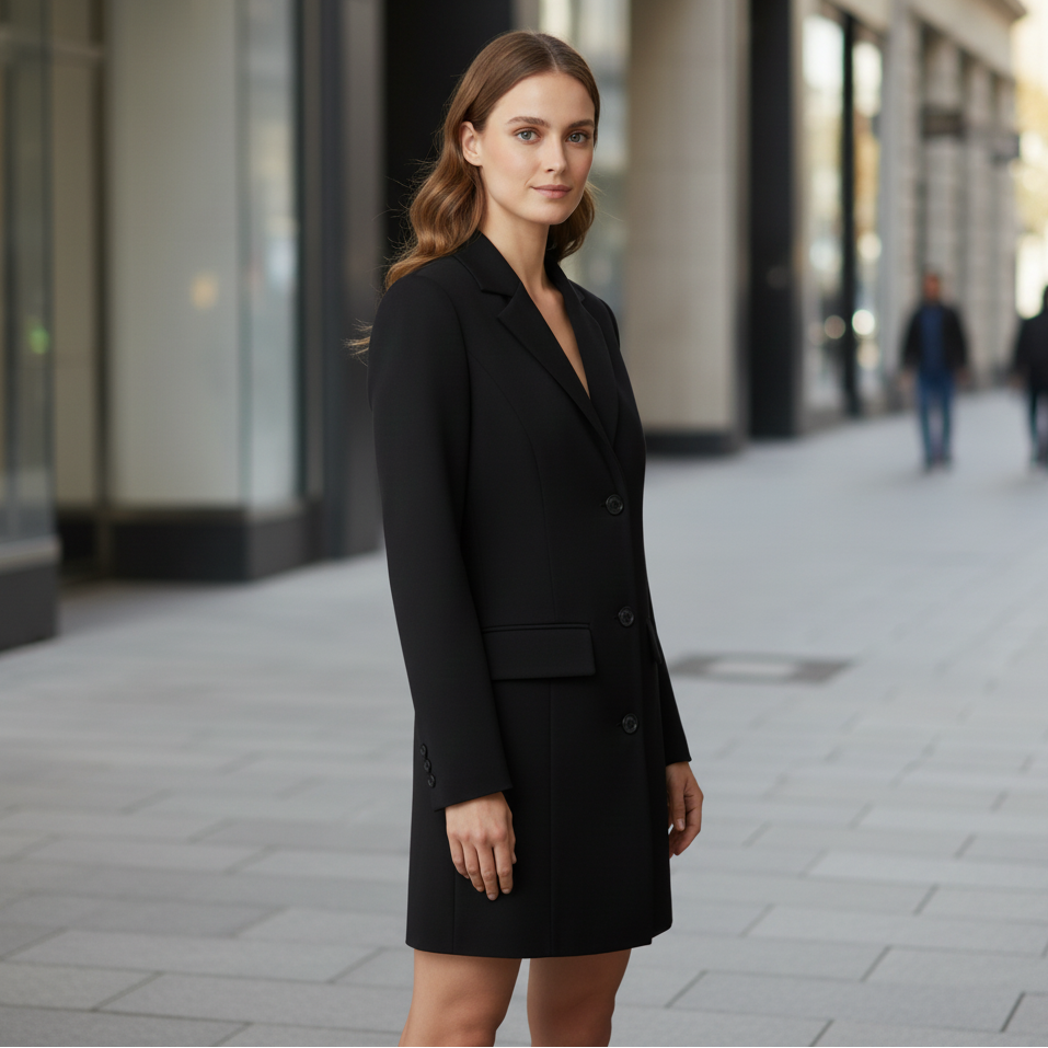 Longline Blazer In Notched Lapel