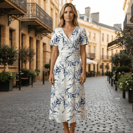 Flattering Floral V-Neck Midi Dress