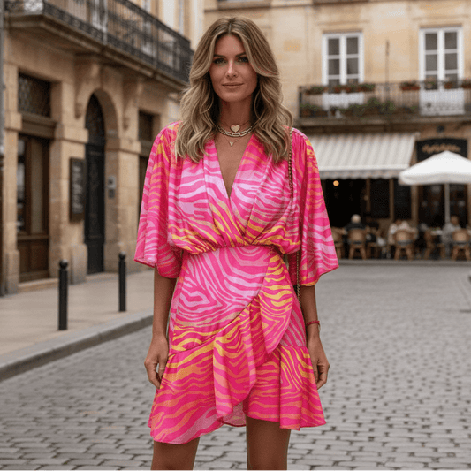Flattering Batwing Tie Mini Dress