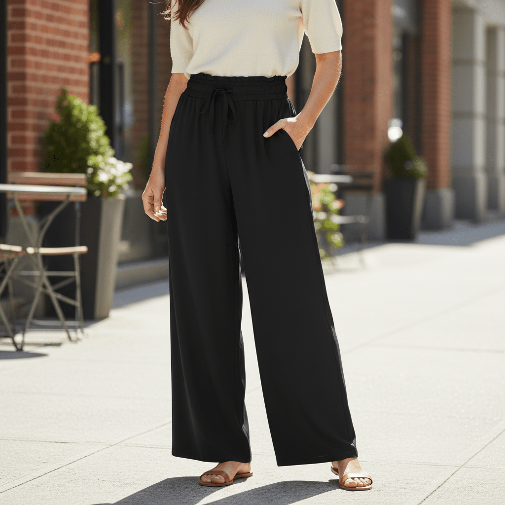 Flowy High-Rise Palazzo Pants with Pockets