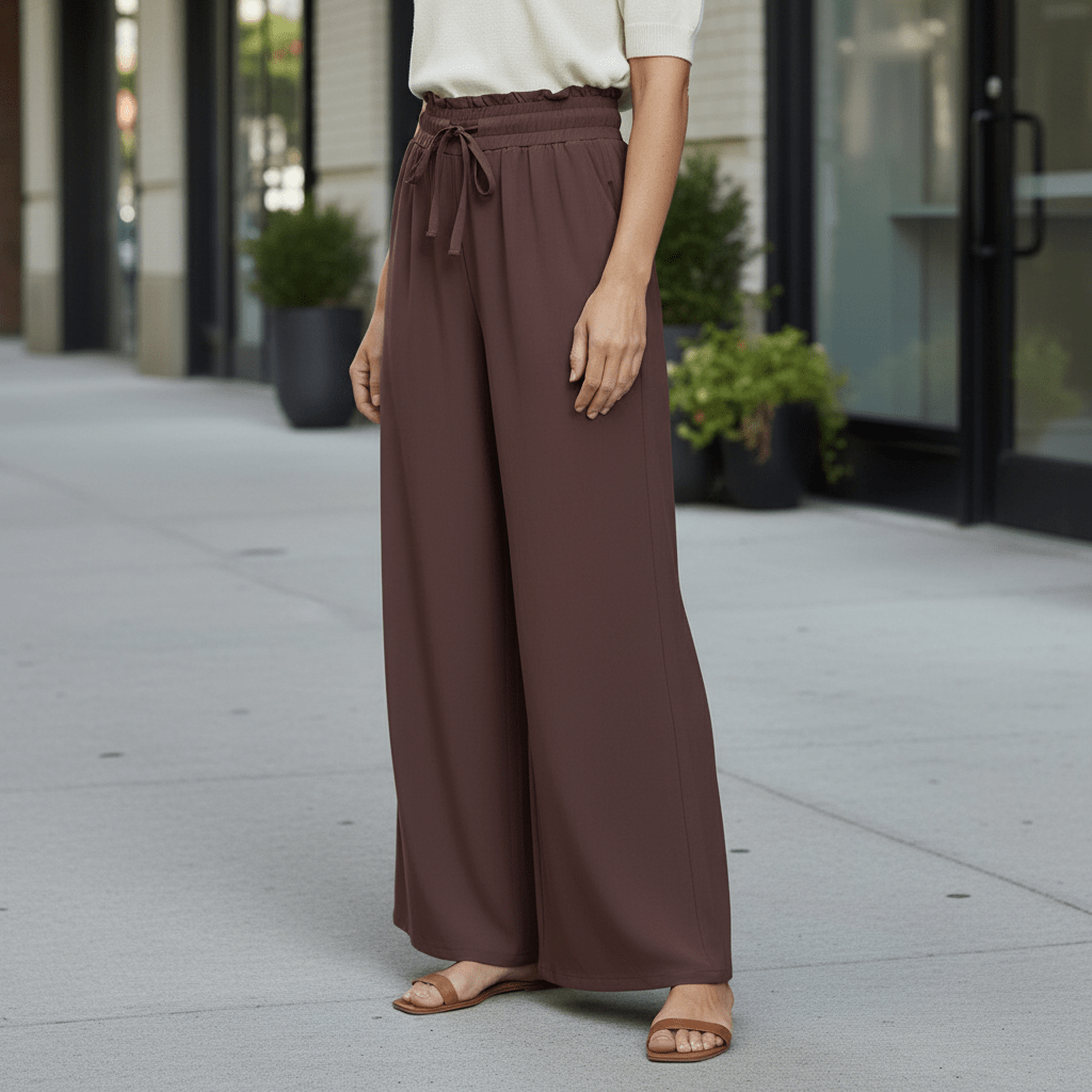 Flowy High-Rise Palazzo Pants with Pockets