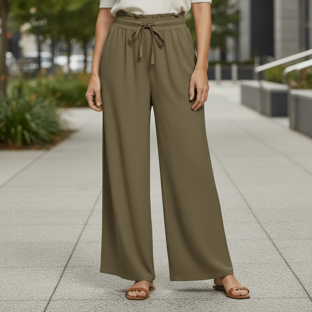 Flowy High-Rise Palazzo Pants with Pockets