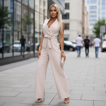Wide-Leg Tie Waist Jumpsuit for Easy Summer Styling