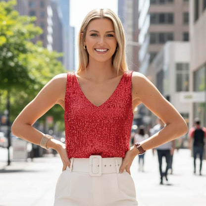 Glam Sequin Tank Top for Going Out
