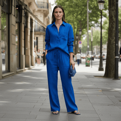 Button Shirt And Straight Trousers Set