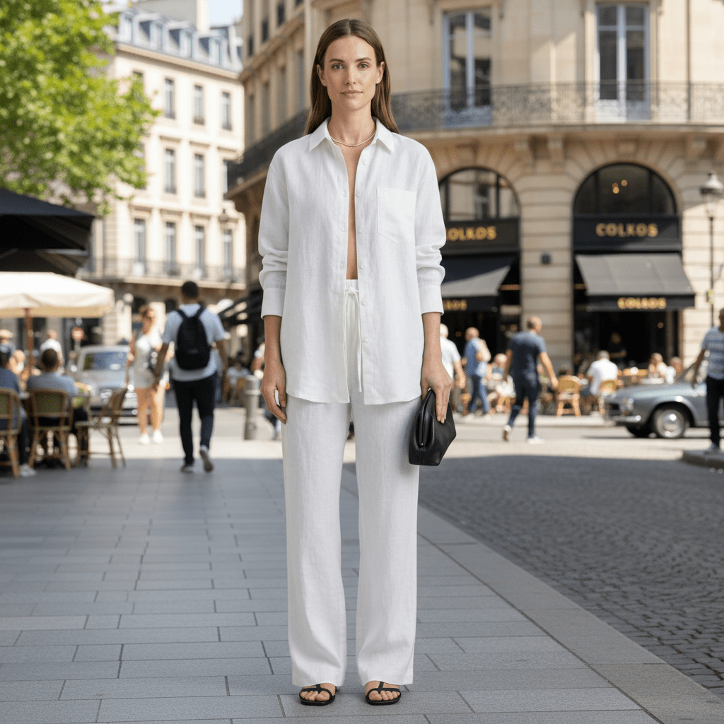 Button Shirt And Straight Trousers Set