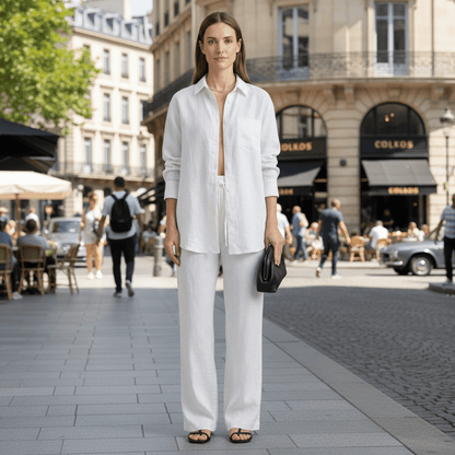 Button Shirt And Straight Trousers Set