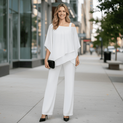 Asymmetrical Top And Wide Leg Bottoms
