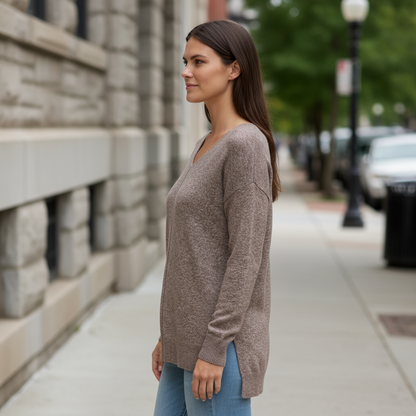 Lässiger Pullover mit V-Ausschnitt