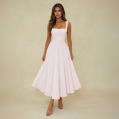 Midi-Kleid mit eckigem Ausschnitt fürs Büro