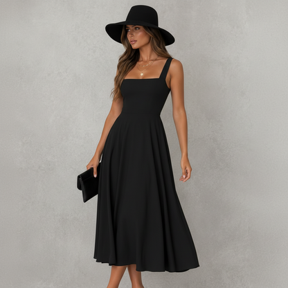 Midi-Kleid mit eckigem Ausschnitt fürs Büro
