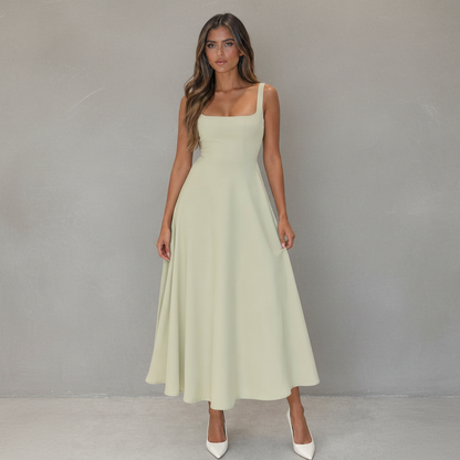 Midi-Kleid mit eckigem Ausschnitt fürs Büro