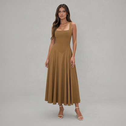 Midi-Kleid mit eckigem Ausschnitt fürs Büro