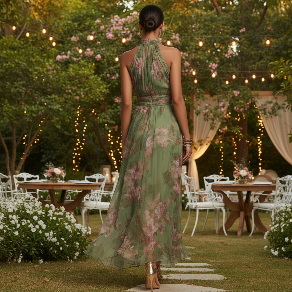 Floral Halter Summer Maxi Dress