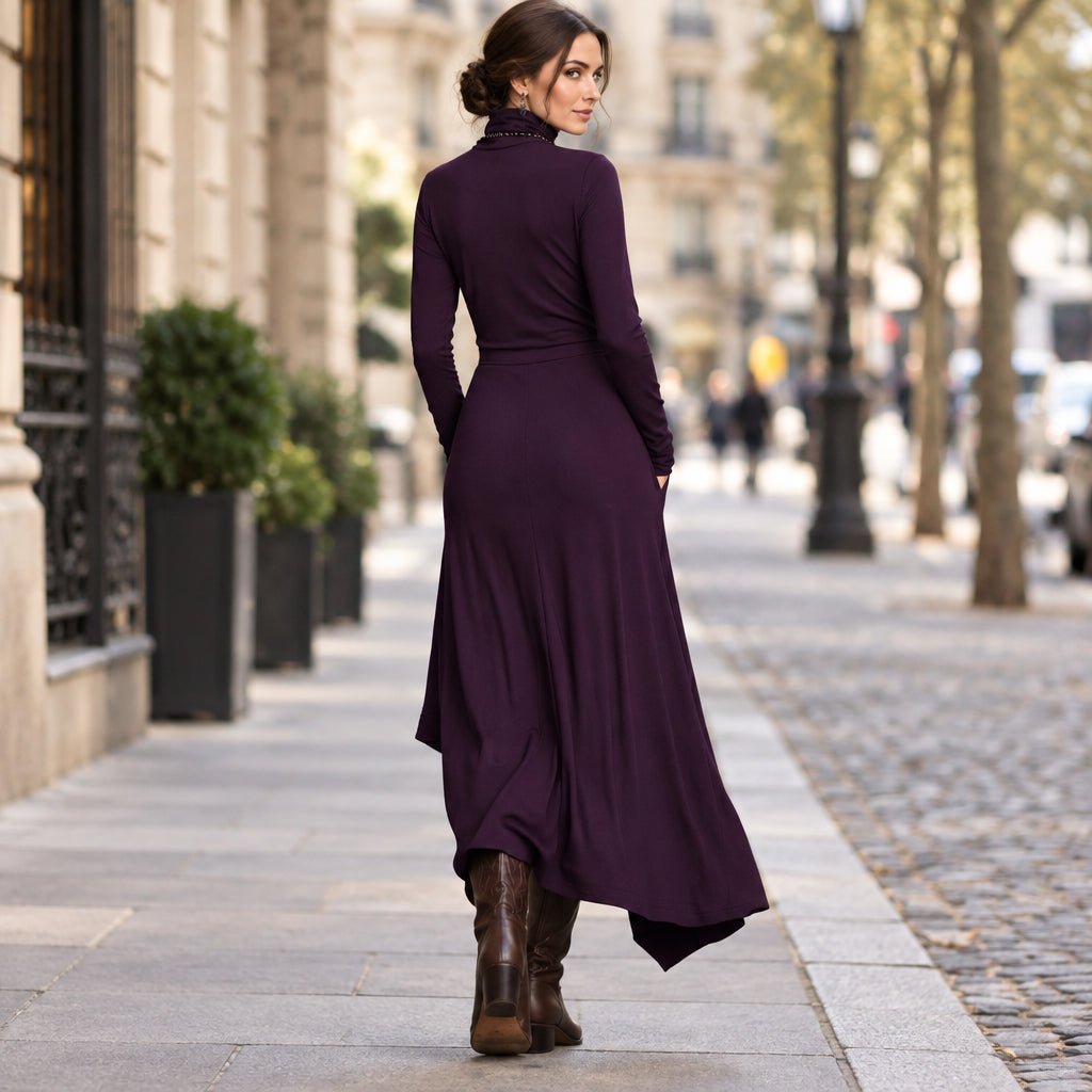 Draped Asymmetric Maxi Dress