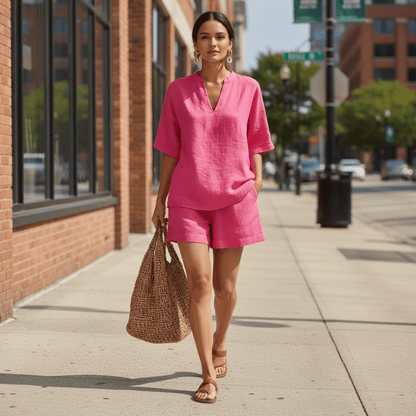 Casual Blouse & Shorts Matching Set