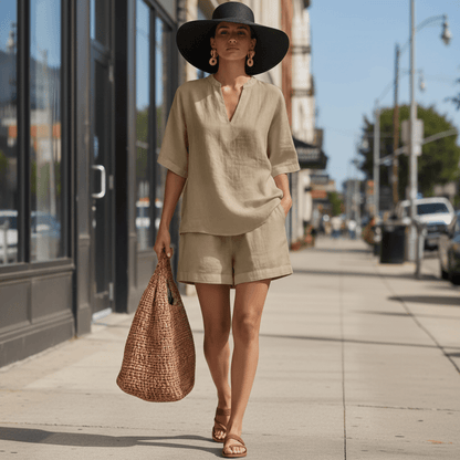 Casual Blouse & Shorts Matching Set