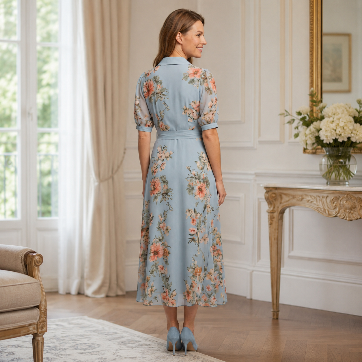 Floral V-Neck Wrap Maxi Dress