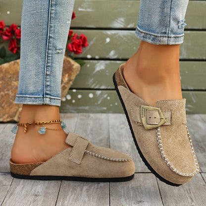 Retro Buckle Mule Flats
