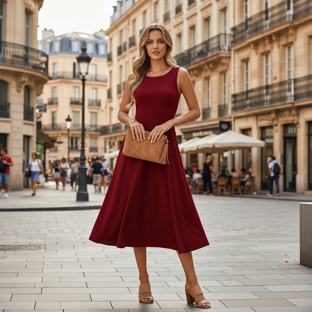 Sleeveless A-Line Midi Dress