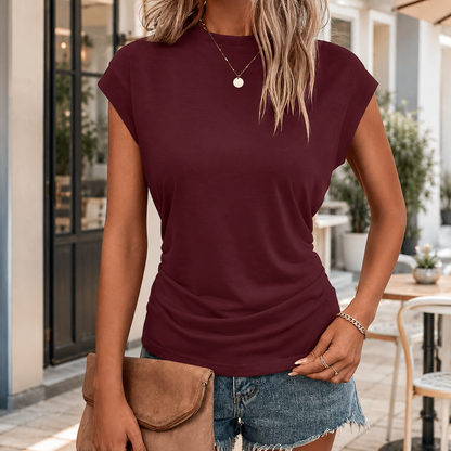 Cap Sleeve Crew Neck Top
