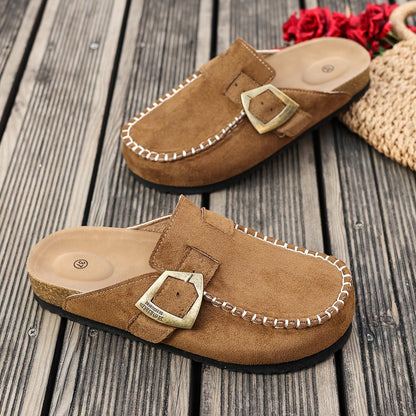 Retro Buckle Mule Flats