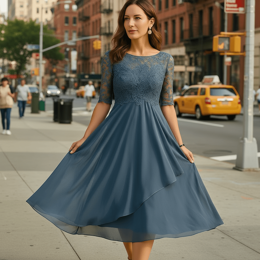 Half-Sleeve Evening Dress for Special Occasions