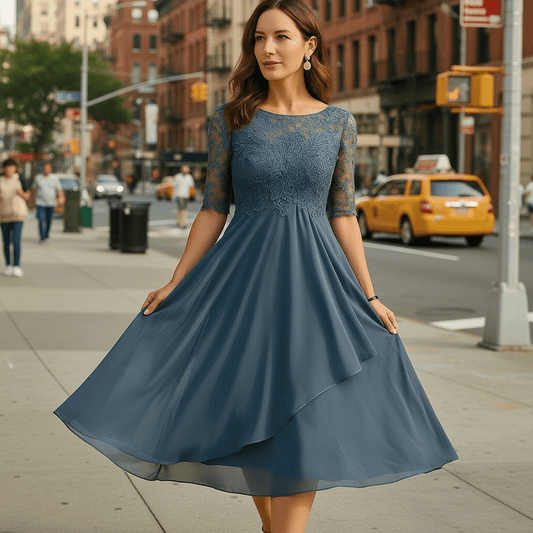 Half-Sleeve Evening Dress for Special Occasions