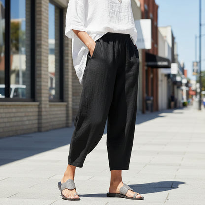 Polierte Caprihose mit weitem Bein