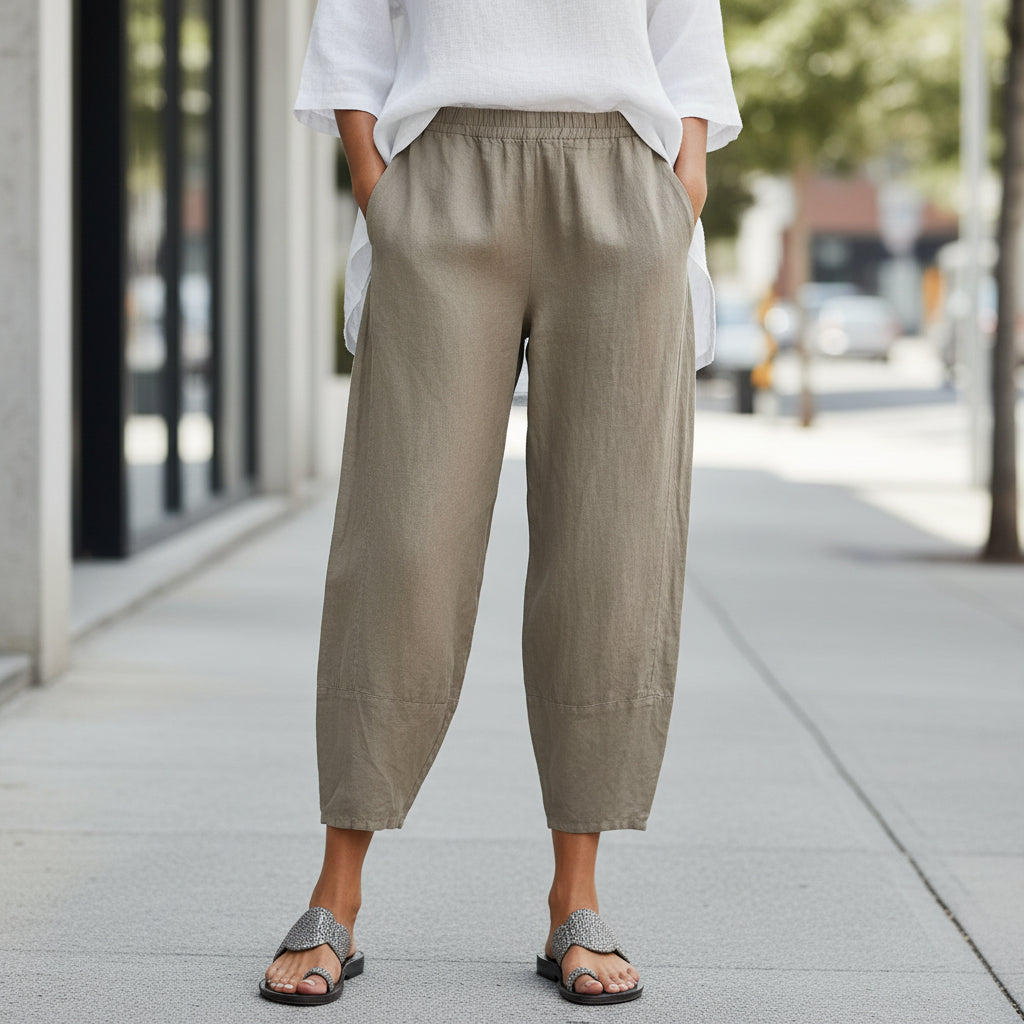 Polierte Caprihose mit weitem Bein