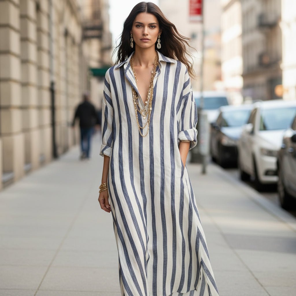 Gestreiftes Maxi-Hemdkleid