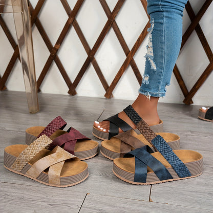 Woven Platform Slide Sandals