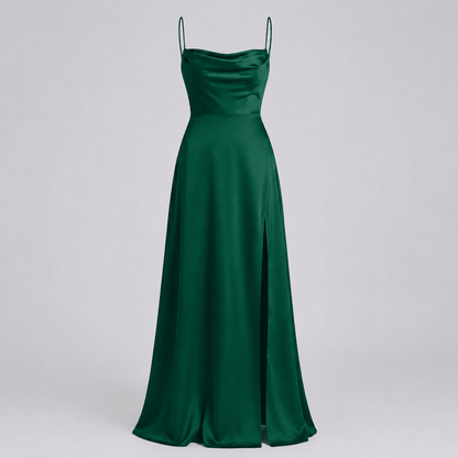 Cowl Neck Split Maxi Dress