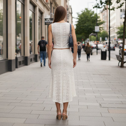 White Tank Top & Midi Skirt Set