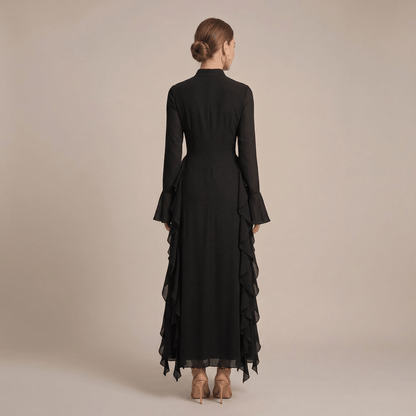 Mae | Women's Winter High Neck Ruffle Bodycon Dress