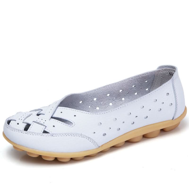 White Round-Toe Ballet Flats for All-Day Wear