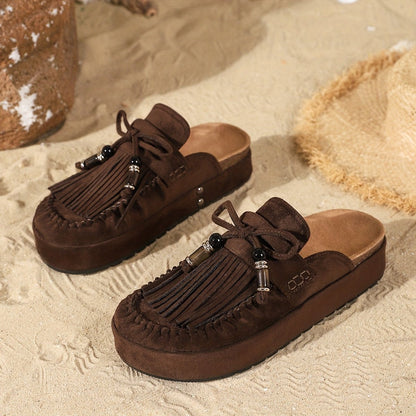 Fringe Bow Mule Slides