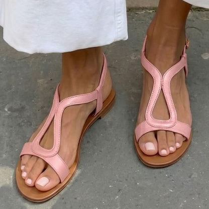 Polished Ankle-Strap Flat Sandals