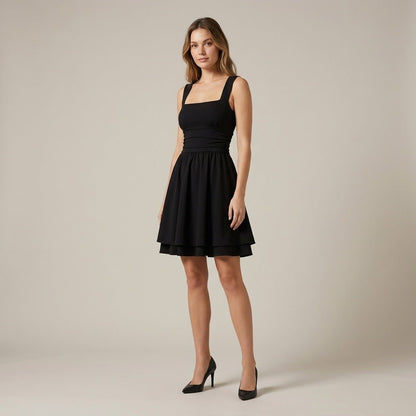 Ruched Square Neck Mini Dress